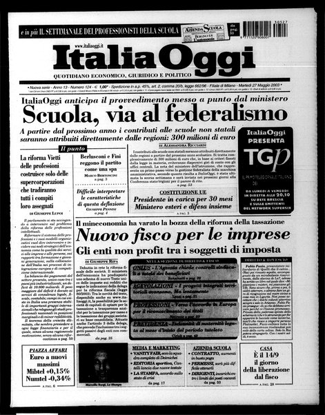 Italia oggi : quotidiano di economia finanza e politica